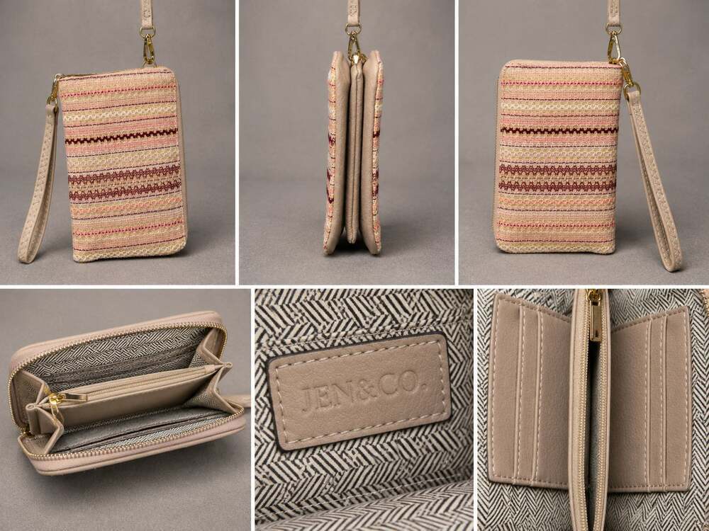Jen & Co. Riley Embroidered Stripe Multi-Compartment Wristlet/Crossbody